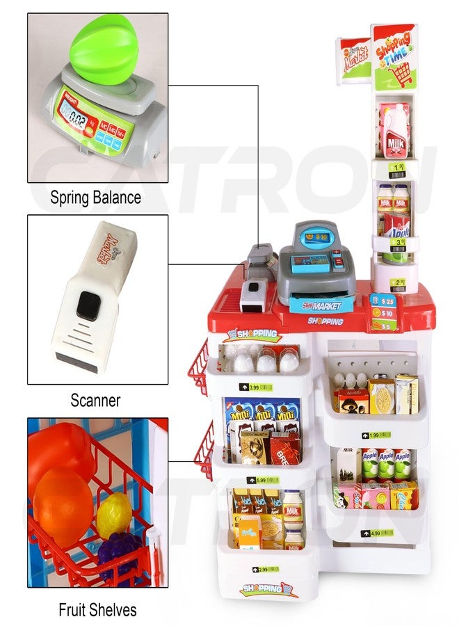 Catron Role Pretend Playset Big Size Home Supermarket kit for Kids Toys with Shopping Cart Kitchen Set Kids Toys for Boys and Girls (Big 55 Pcs Kitchen Set) - Image 4